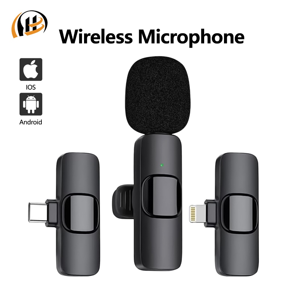 [Stok Siap] Mikrofon Lavalier Nirkabel Clip K9  Audio Video pembuatan Rekaman Ponsel Live Mini Wirel
