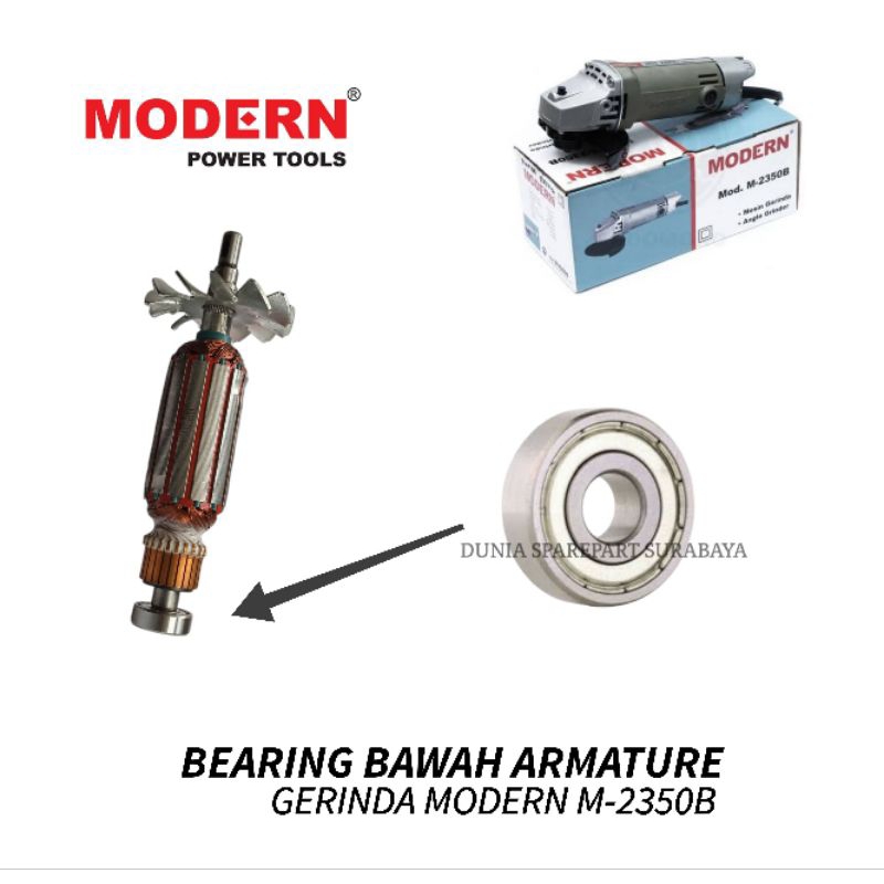 Bearing Belakang / Bawah Armature Gerinda MODERN M-2350B / Laher Laker Klaker Angker Dinamo Grenda M