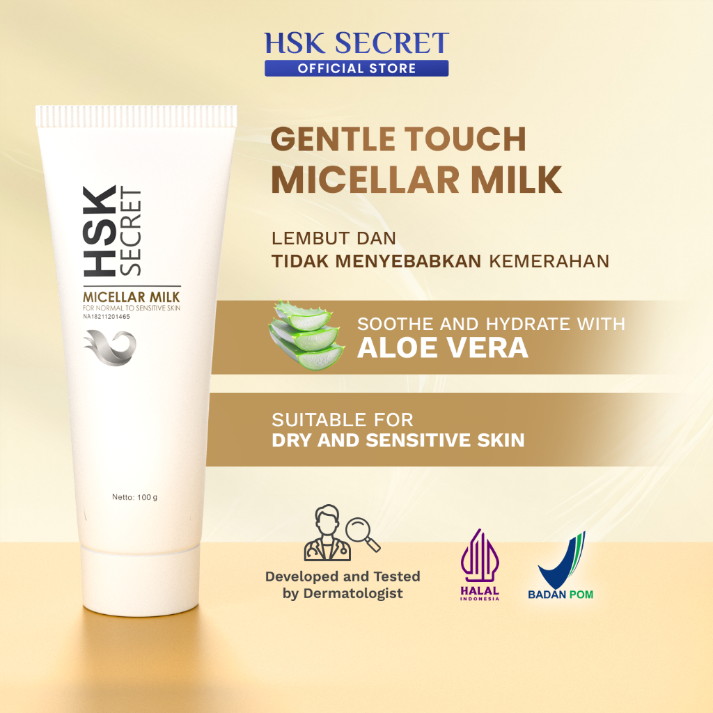 HSK Secret Micellar Milk | Membersihkan Makeup & Kotoran,Melembapkan & Menenangkan kulit