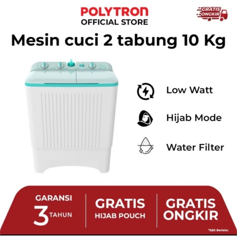 mesin cuci Polytron 10 kg 2 tabung/ mesin cuci Polytron 1076