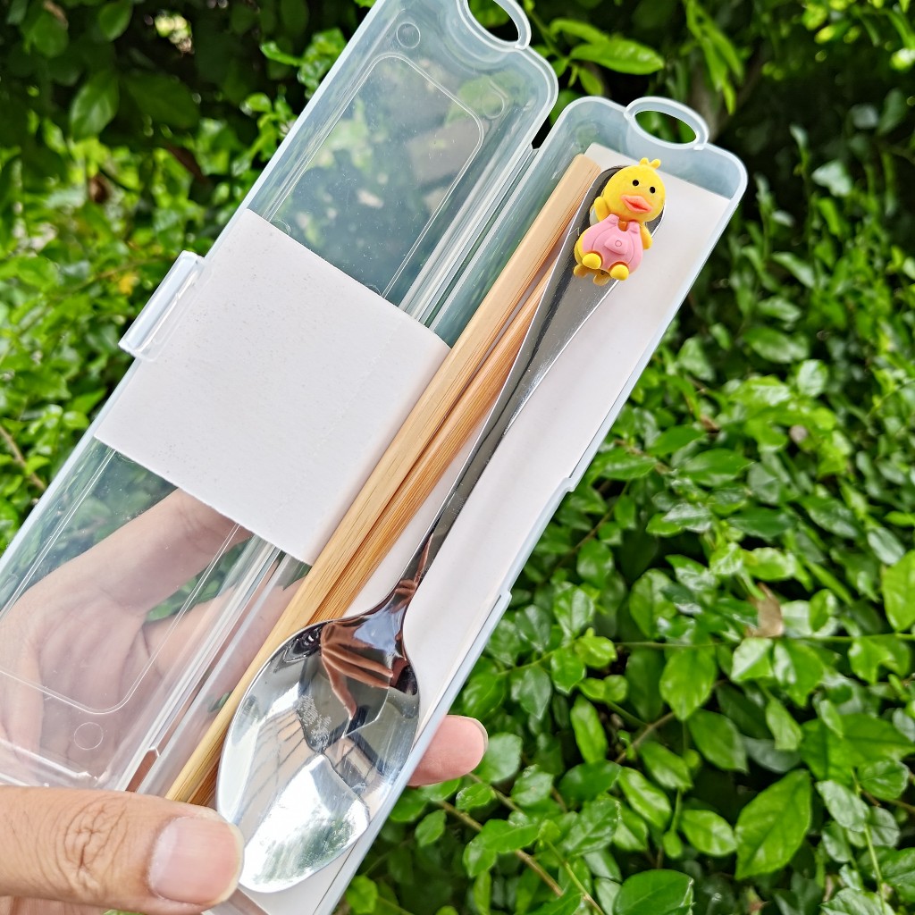 Set Sendok Sumpit Anak SD Set Sendok Traveling Sendok Bekal Peralatan Makan