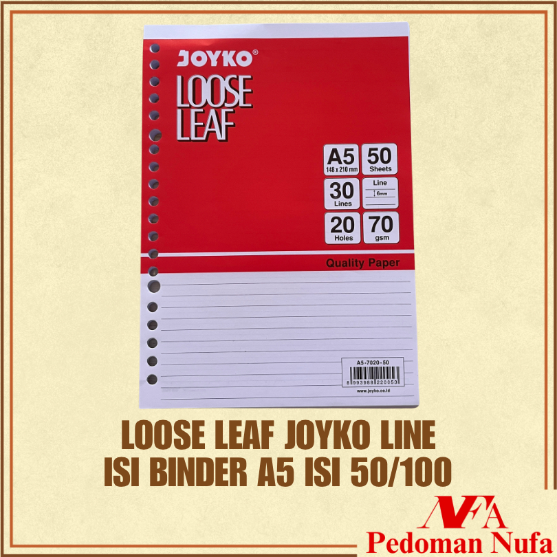 

NUFA JOYKO Loose Leaf A5 Garis A5-7020 Isi Kertas File Binder 70 Gsm Isi 50 Dan 100 Lembar