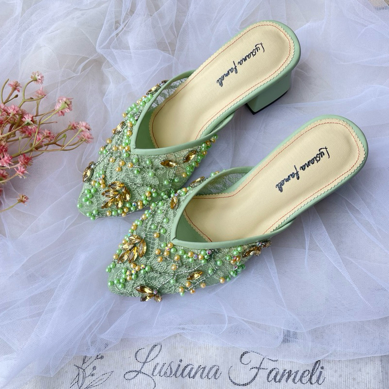 𝑳𝒖𝒔𝒊𝒂𝒏𝒂 𝒇𝒂𝒎𝒆𝒍𝒊 | Heels sepatu pesta wanita 30 warna hak 1 - 7 cm sepatu payet kondangan sepatu penga