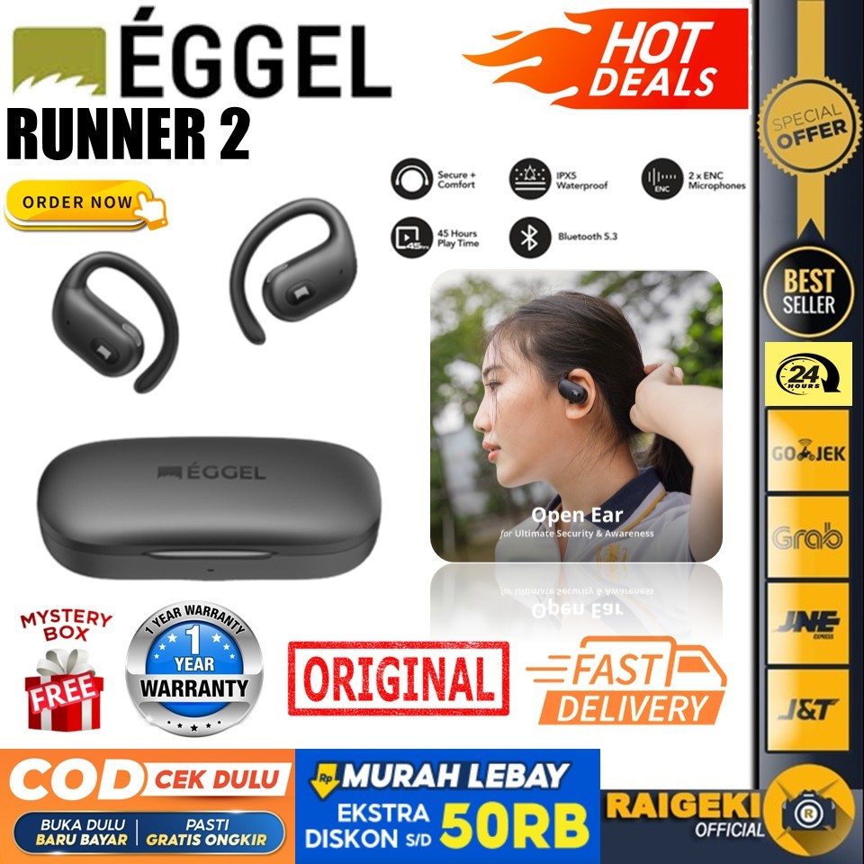 Eggel Runner 2 Open Ear Air Conduction Sports Earphone Garansi Resmi