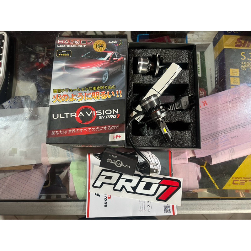 LED Buld Bohlamp PRO7 Ultravision HAMMER 50 Watt Super Terang H4 H11 Tembus Hujan Kabut