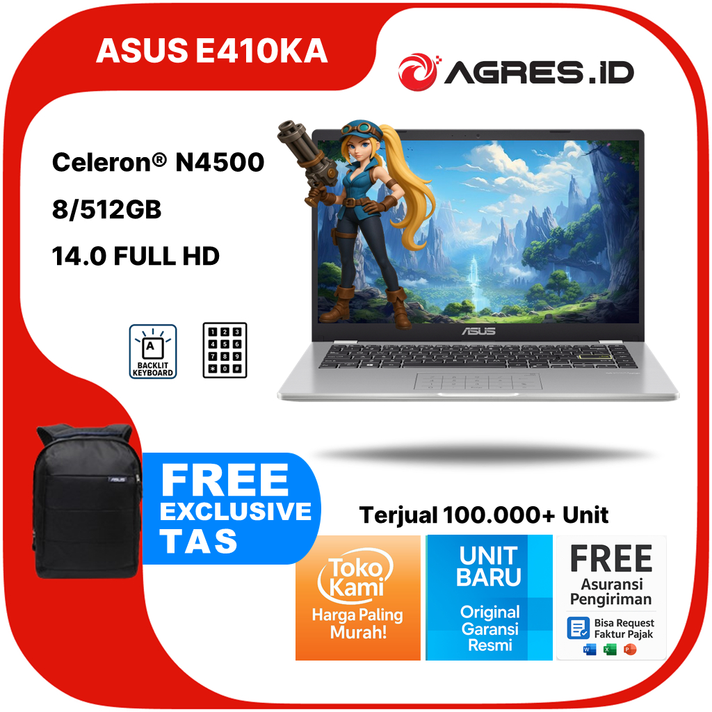 ASUS VIVOBOOK 14 A1400KA N4500 8GB 512GB W11+OHS 14.0FHD BLIT BLK -FHD4512