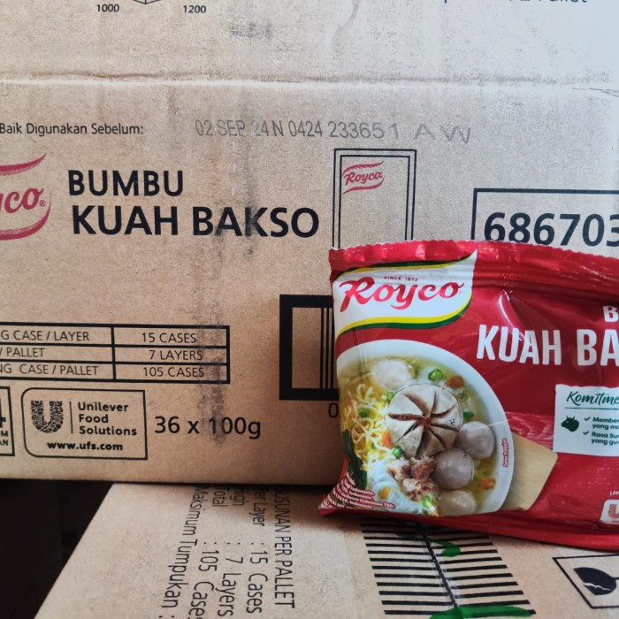 

ROYCO BUMBU KUAH BAKSO 100 GRAM PER DUS ISI 36 PCS / ROYCO KUAH BAKSO
