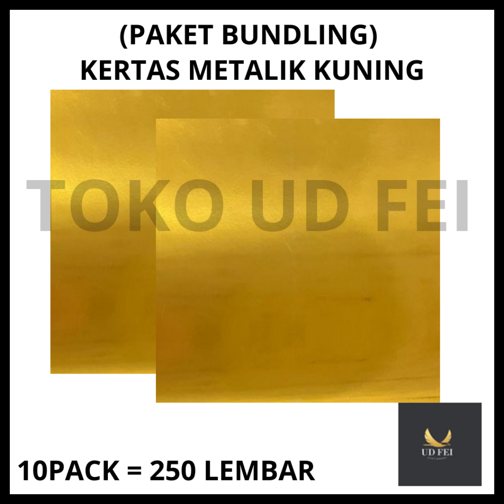 

(BUNDLING 10 PACK = 250 LEMBAR WARNA KUNING) KERTAS METALIK KUNING/ KERTAS METALIK/ KERTAS METALIK/ KERTAS METALIK GULUNGAN