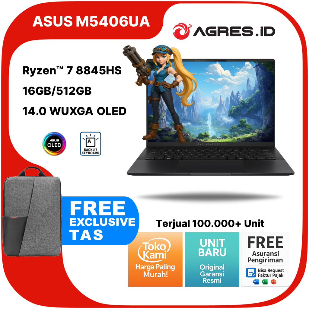 ASUS VIVOBOOK S 14 OLED M5406UA RYZEN 7 8845HS 16GB 512GB W11PRO+OHS 14.0 2K BLK -OLED752