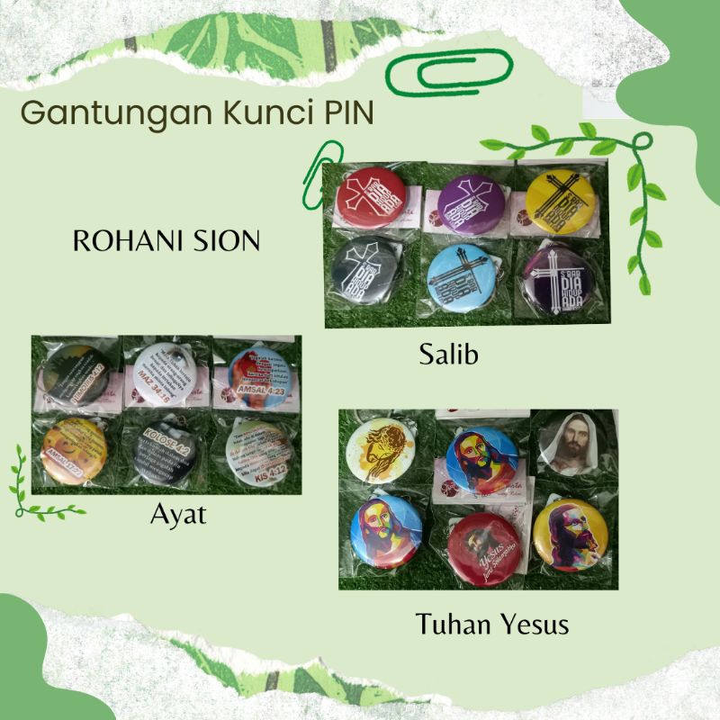 Gantungan Kunci Ayat & Gambar Yesus & Salib