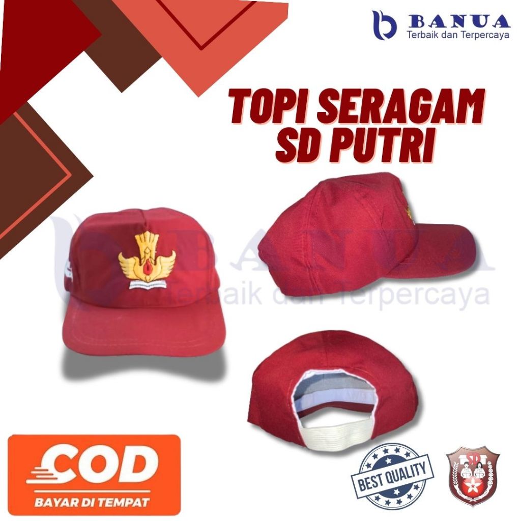 TOPI SD MERAH / TOPI SEKOLAH DASAR / TOPI MERAH SD KUALITAS PREMIUM