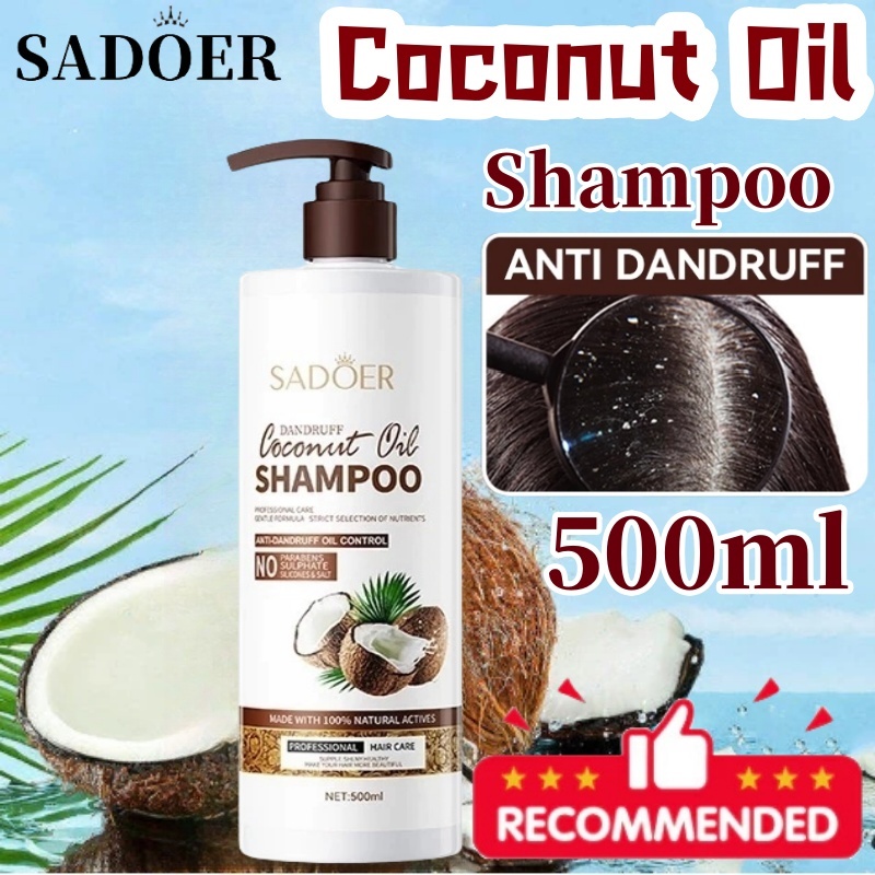 【COD ORI】SADOER Coconut Oil Shampoo 500ML Coconut Oil Hair Mask 500gr Krim Pelurus Rambut Hair Mask 