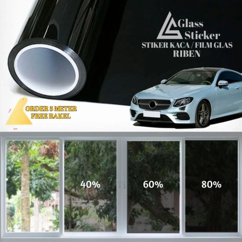 sticker/stiker kaca film riben hitam, jendela kaca rumah & mobil