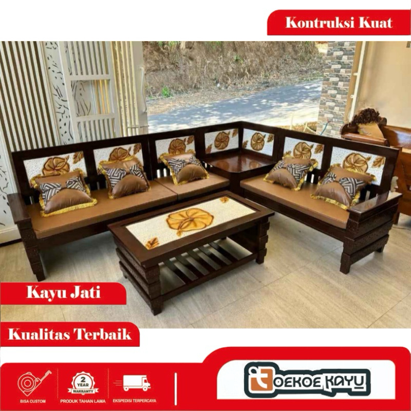 kursi tamu sudut, kursi sudut L tamu, kursi tamu robot, kursi tamu jati