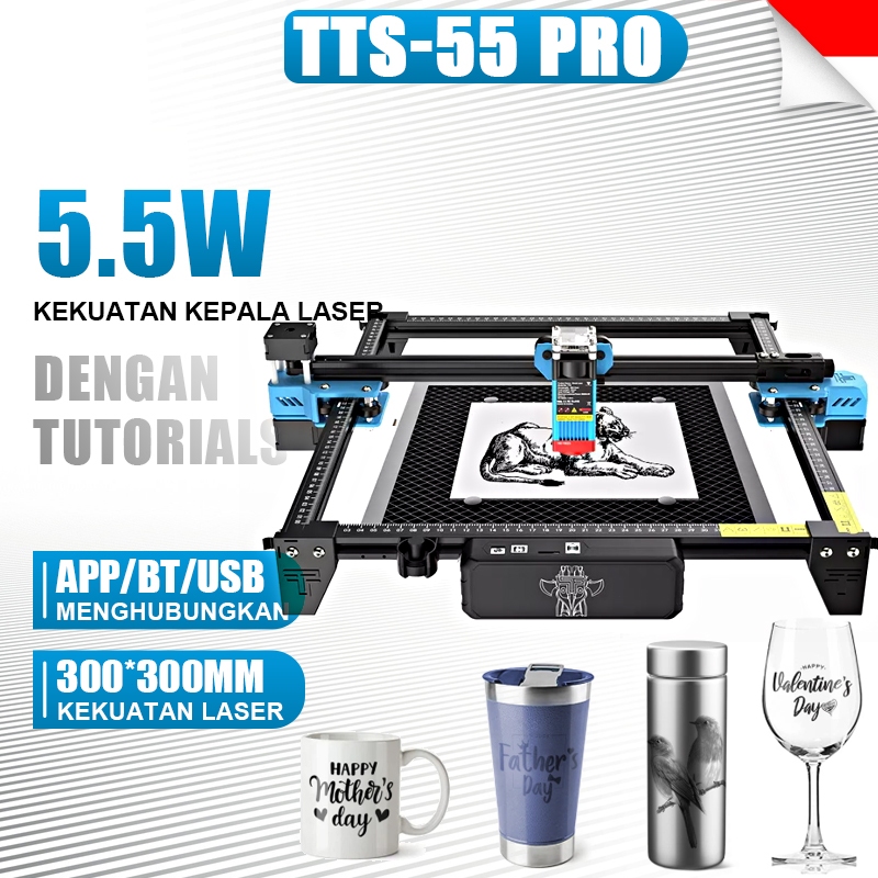 Twotrees TTS 55 Pro Mesin Ukiran Laser 5.5W Mesin Laser Cutting DIY Kulit Ukiran Kayu Akrilik Logam