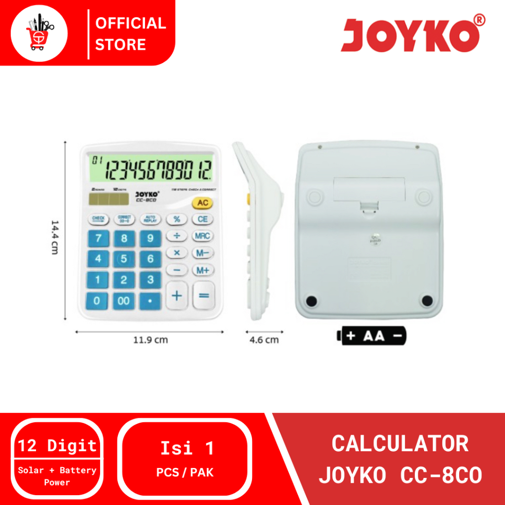 

KALKULATOR CHECK & CORRECT JOYKO CC-8CO 12 Digits - Calculator Desktop CC8 COLOR