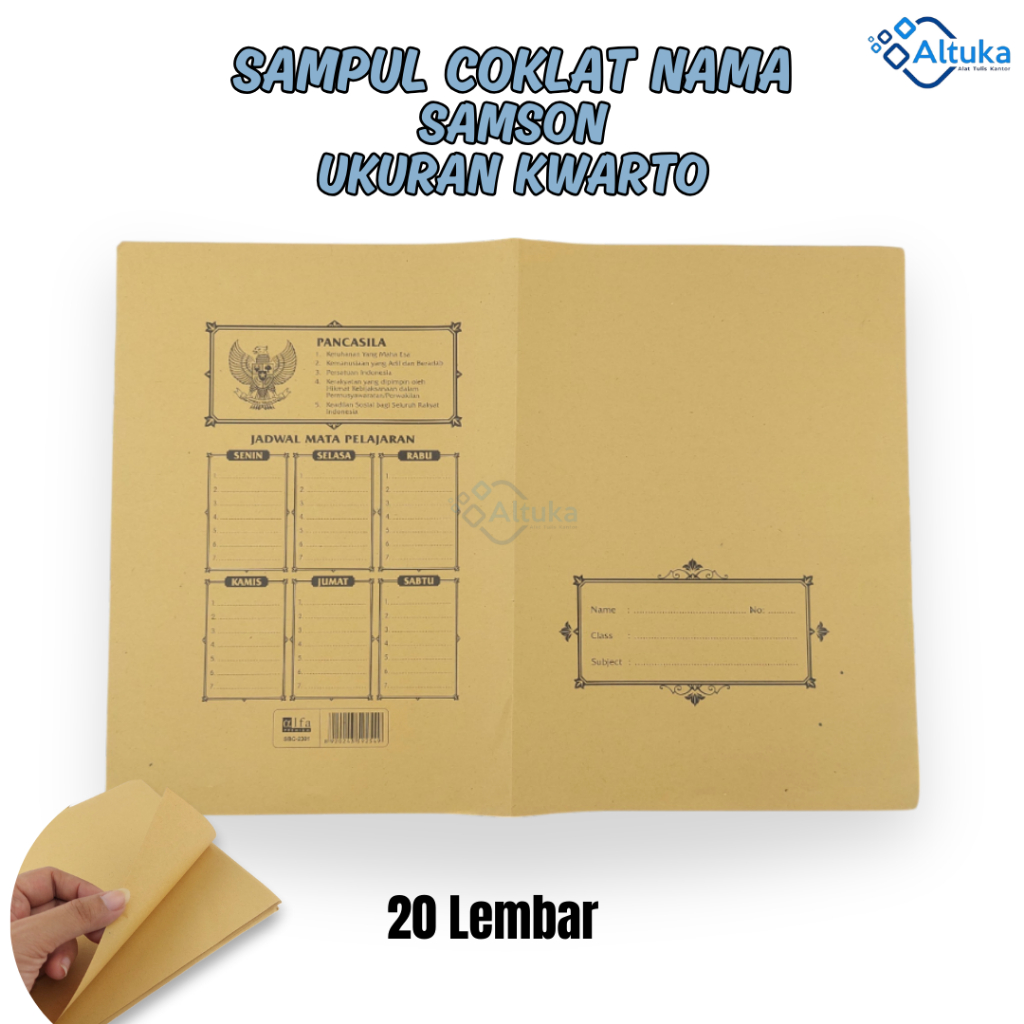 

(20 Lembar) Sampul Buku Tulis Coklat NAMA Ukuran Kwarto Samak Buku Coklat