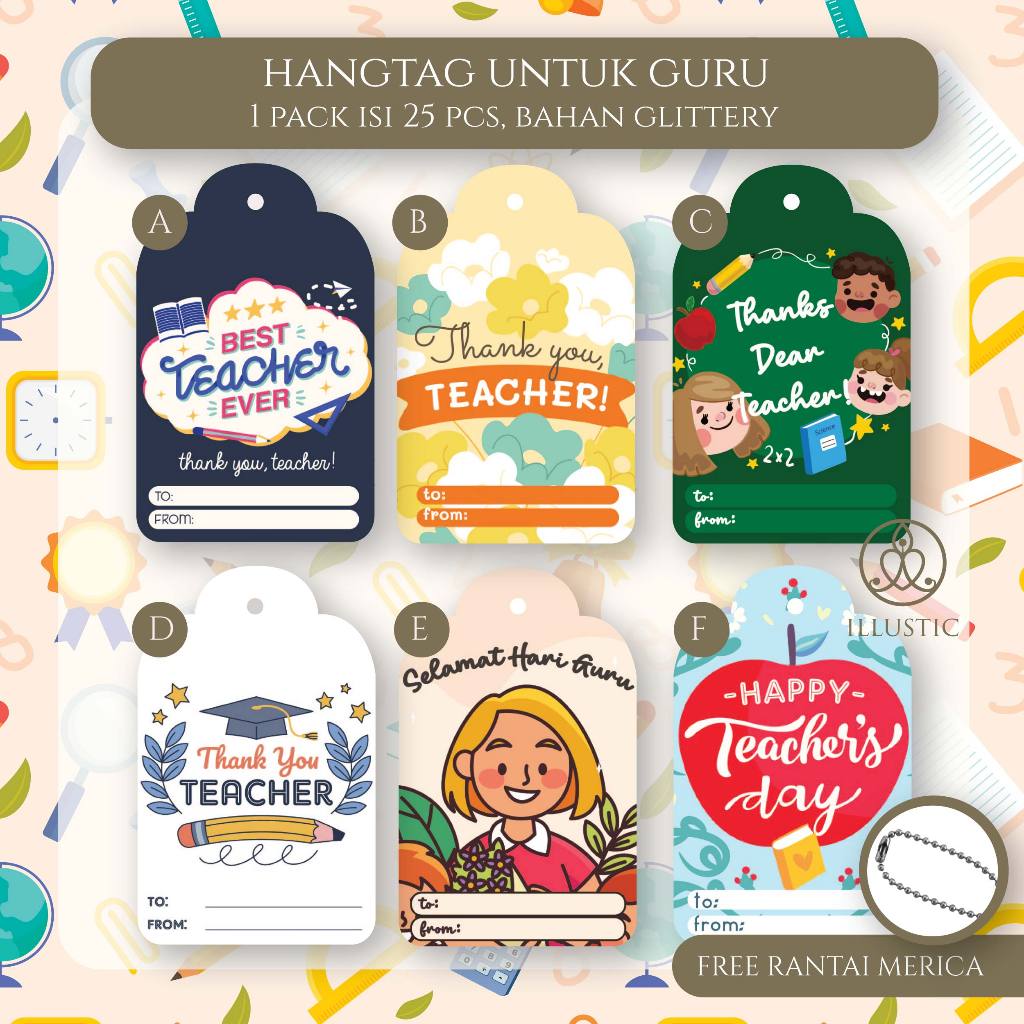 

Hangtag Giftag Untuk Guru Dosen Teacher's Day Perpisahan (FREE RANTAI)isi 25 pcs