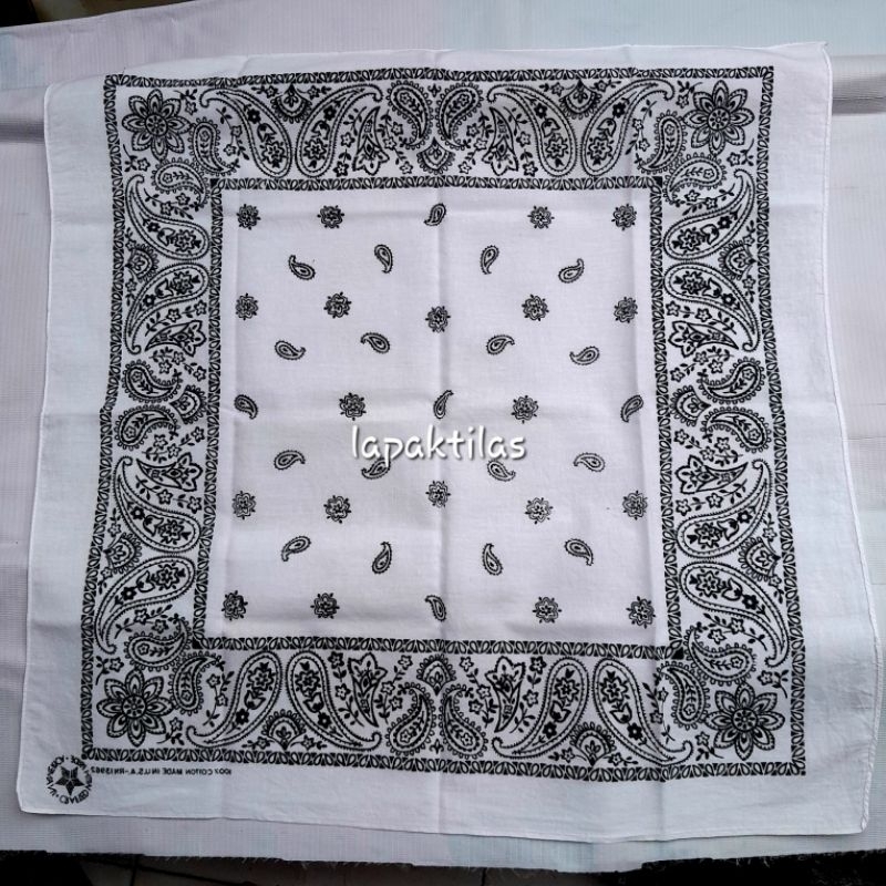 Handkerchief Vintage Bandana Paisley White Made In USA Original Second not Lokal Sablon