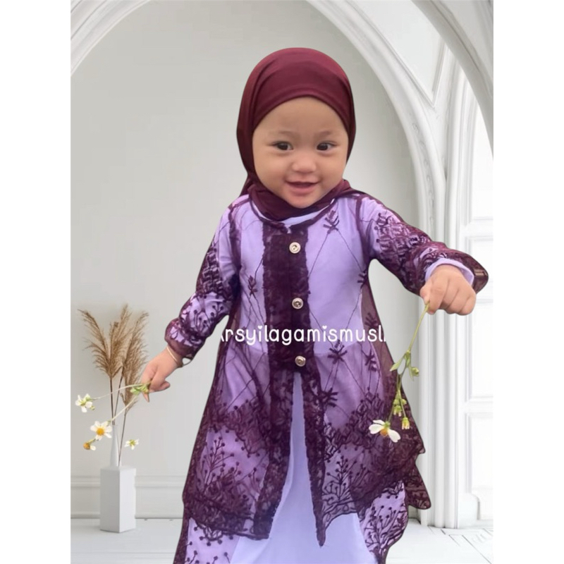 Gamis Muslim Anak Set Inner Brukat Tile || Gamis Anak Dan Outer