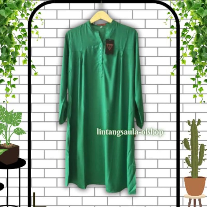 Tunik polos rayon jumbo hijau daun