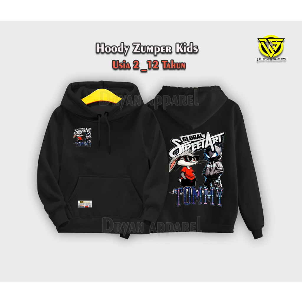 Jaket kids Tomy street sablon digital premiun Unisex 2-12 Tahun Ottd Fashion Anak || Sweater || Hood