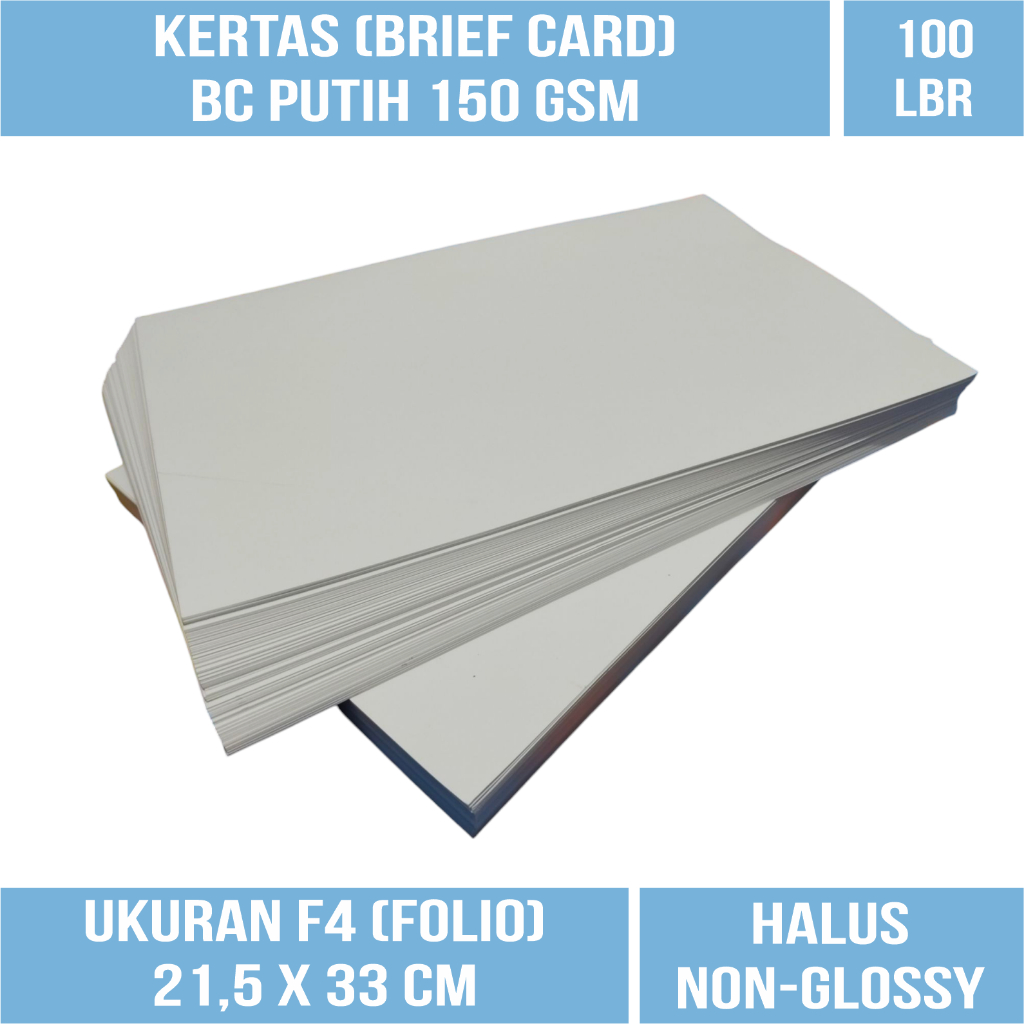 

Kertas BC Putih Brief Card Paper Isi 100 Lembar 150gsm Kertas Manila Tik BW