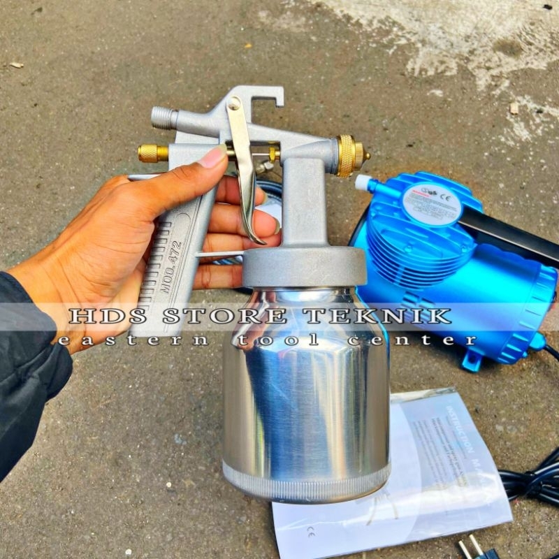 Mini Air Compressor Set Spray Gun Kit mesin Kompresor Mini Electric Semprot Cat 1/4 inch