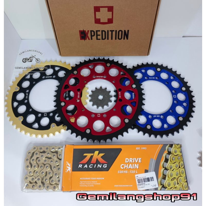 Gear set 520 EXPEDITION KLX 150 DTRACKER 150 set rantai TK racing 520