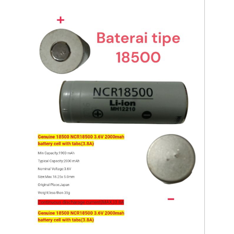 Baterai NCR 18500 original copotan normal charger