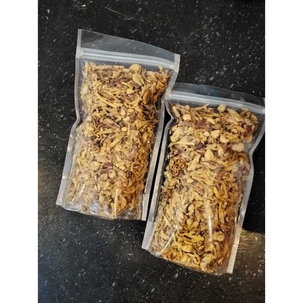 

bawang goreng brebes ( paket hemat 2 kemasan 150gr ) grade B stock ready silahkan di cekout