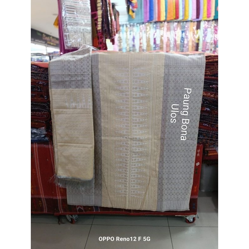 SONGKET MESIN TUMTUMAN KATUN ATBM WARNA ABU-ABU TUMPAL GOLD.