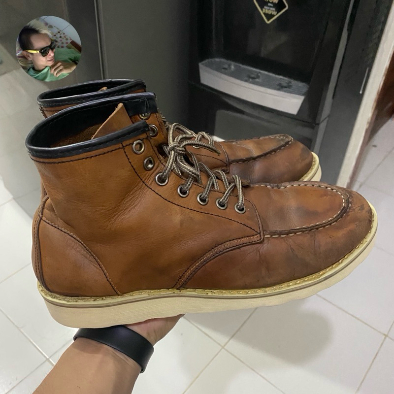Sepatu Boots Moctoe Kulit Cokelat #leather #boot #moc #toe #hawkins #timberland #redwing #thorogood 
