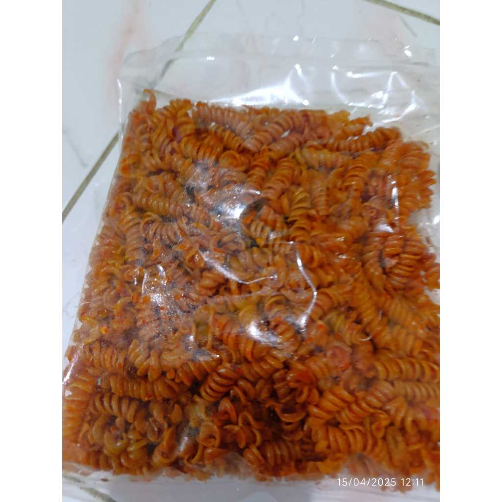 

Macaroni spiral pedas daun jeruk kering renyah kriuk