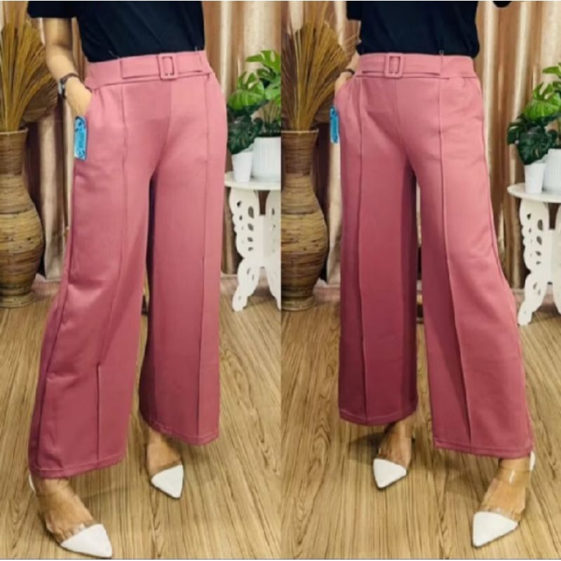 Celana Panjang Scuba Belt Kulot Polos(Jumbo)