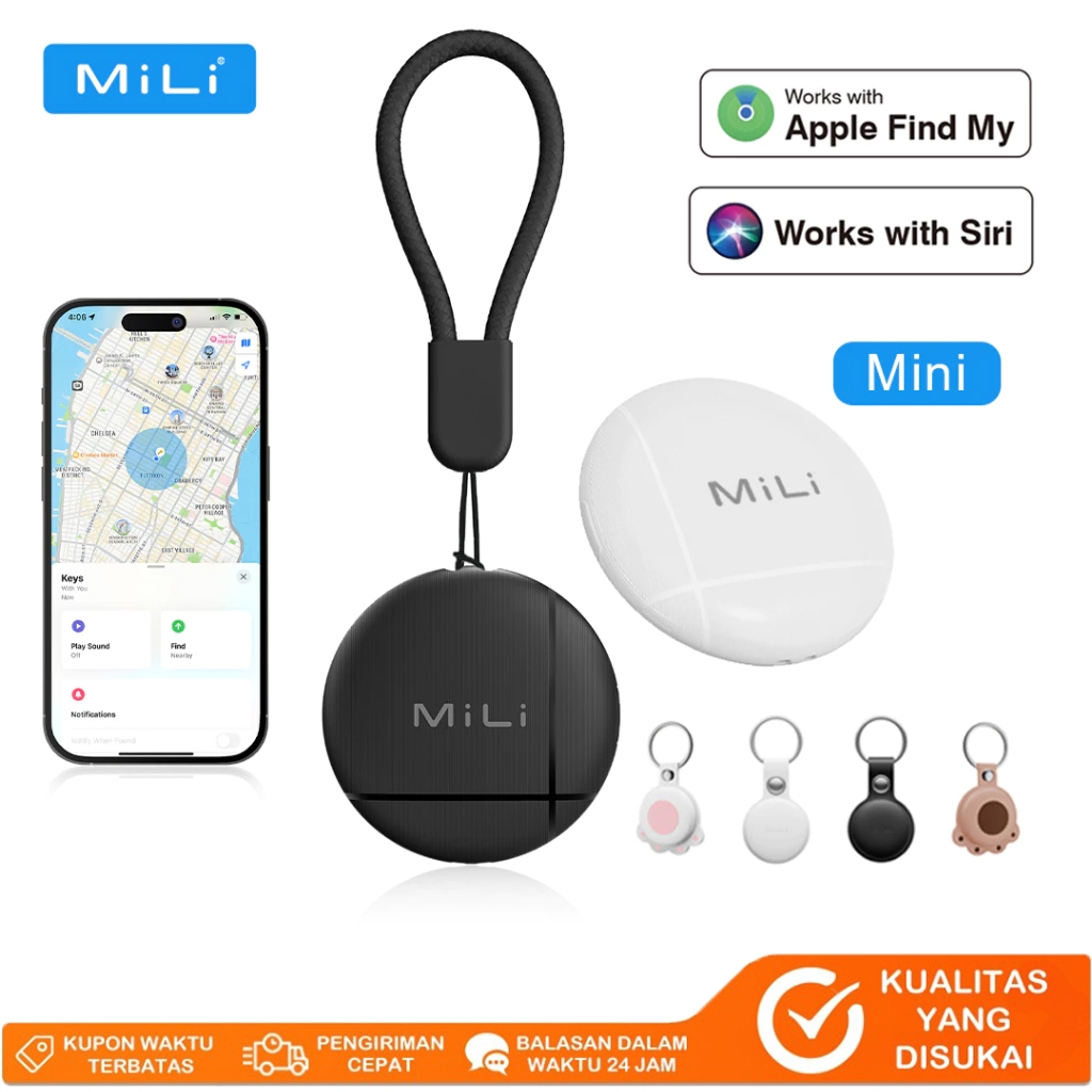 MiLi LiTag Tracker Bluetooth - Kompatibel dengan Apple Find My & Global Fair-Find (iOS 14.3+), Anti 