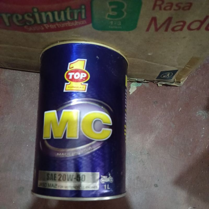 oli top 1 MC 20w-50 1liter kemasan kaleng