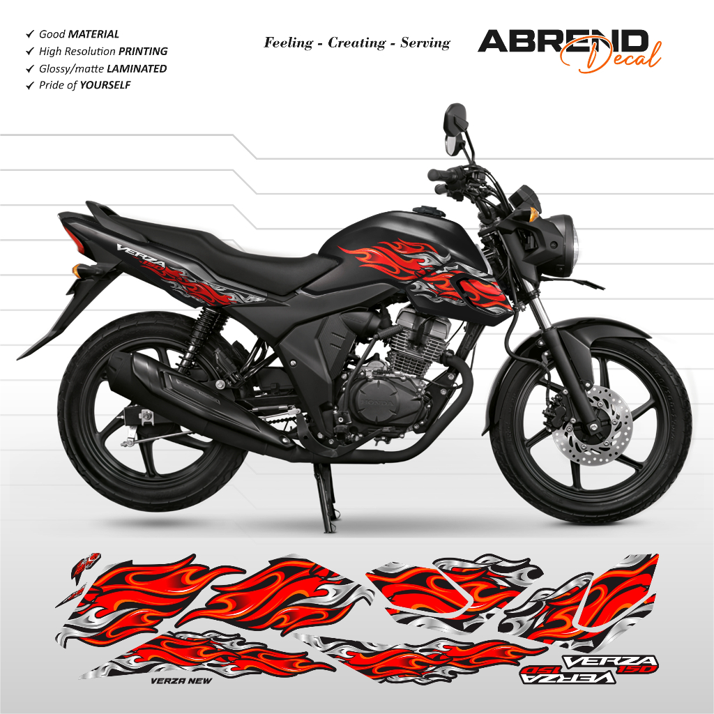 Striping Verza 150 New Grafis Api Custom / Stiker Motor Honda Verza / Stock Decal Verza / Grafis