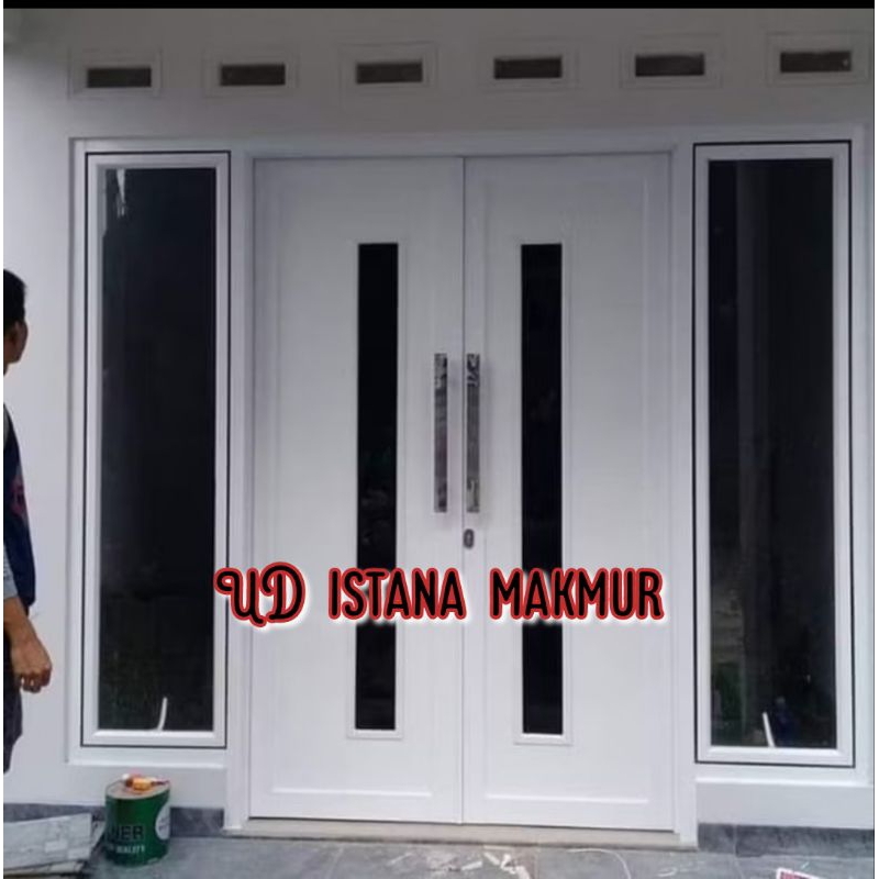 set kusen pintu kupu-kupu aluminium T210 L130 + kusen jendela T180 L50 kanan kiri lengkap tinggal pa