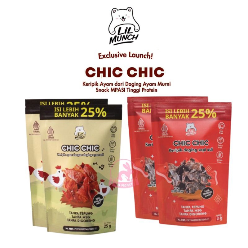 

12+ CHIC-CHIC LIL MUNCH KERIPIK DAGING AYAM SAPI TINGGI PROTEIN - CEMILAN ANAK