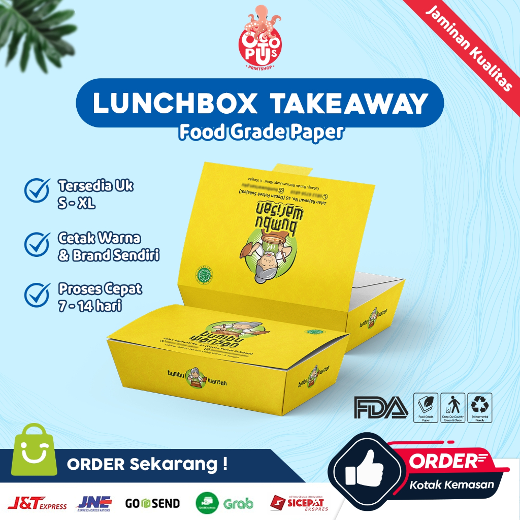 Paper Lunch Box Custom | Kotak Nasi Makanan Kertas Ivory Food Tray Dus Bentuk Forming / Kait