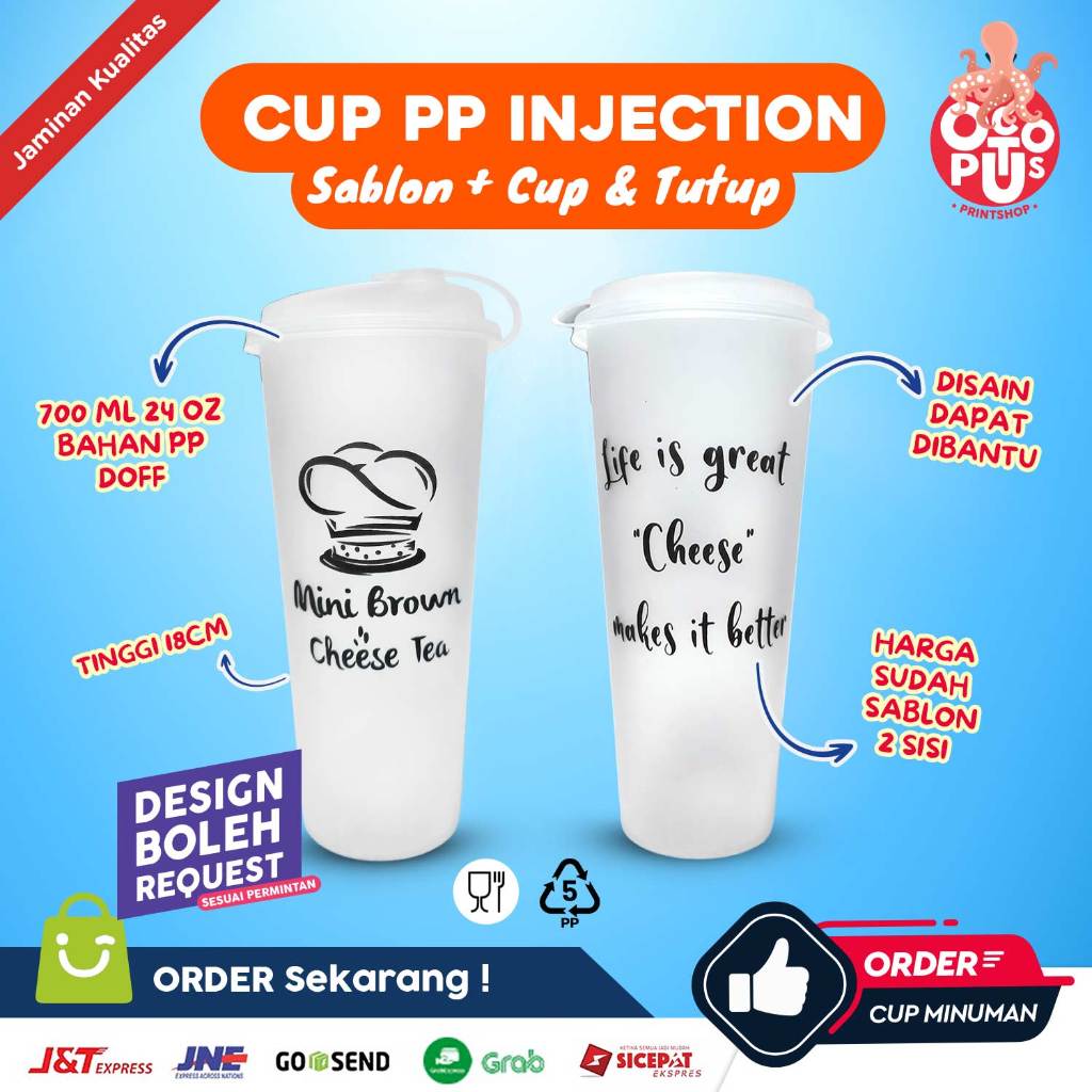 SABLON CUP PP INJECTION 12 | 14 | 16 | 24oz CUSTOM LOGO 2 SISI
