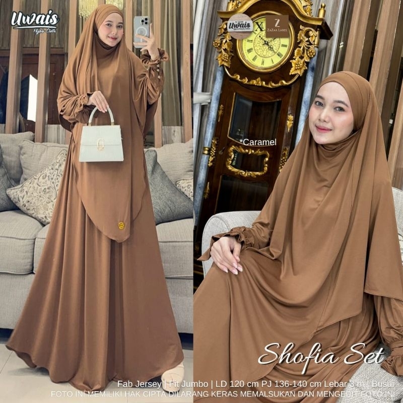 SHOFIA SET ORI ZAZAA LABEL GAMIS CADAR UMROH HAJI