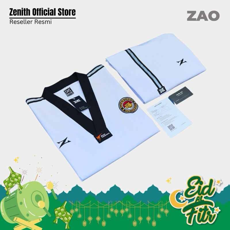 Dobok Kyourogi List Hitam Silver ZAO Taekwondo Fighter