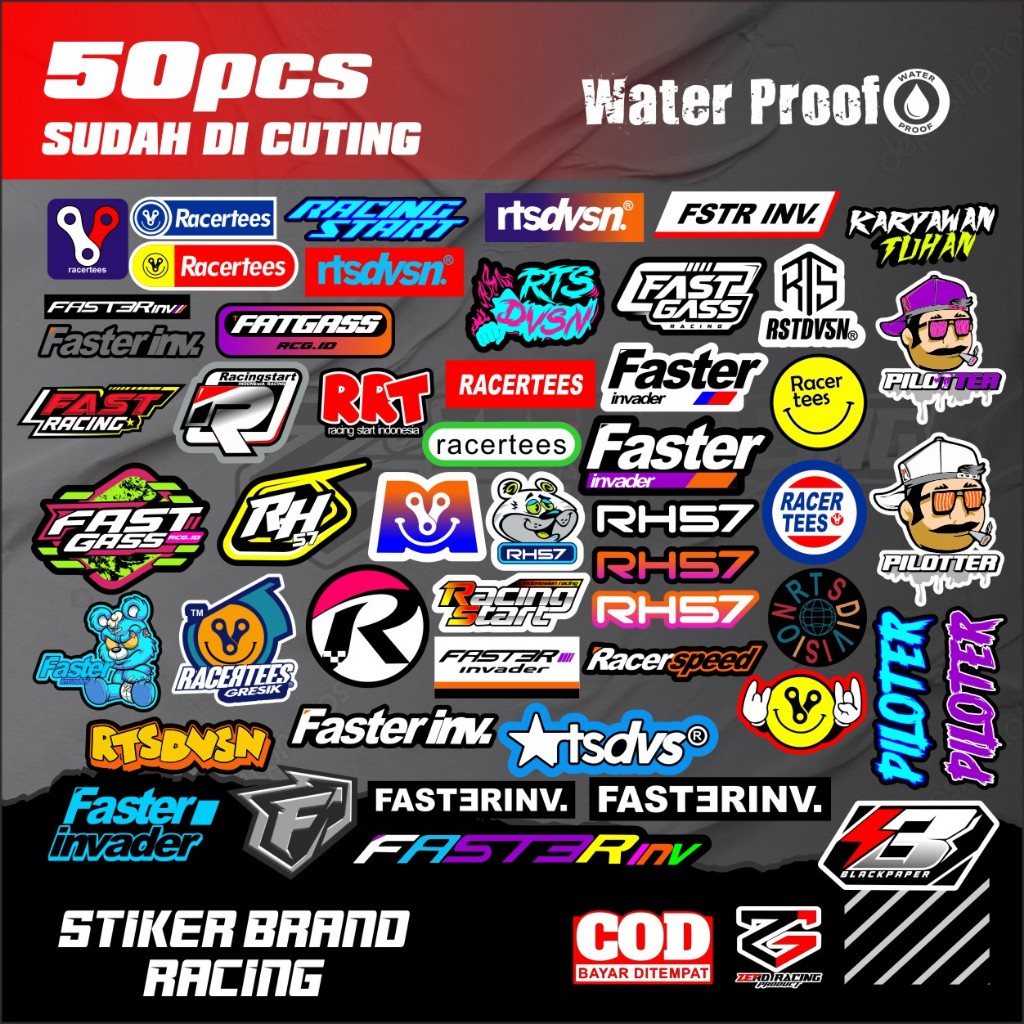 

PAKET STIKER PACK MOTIF KATA - KATA BRAND RACING DRAG BAHAN VYNIL KUALITAS PREMIUM