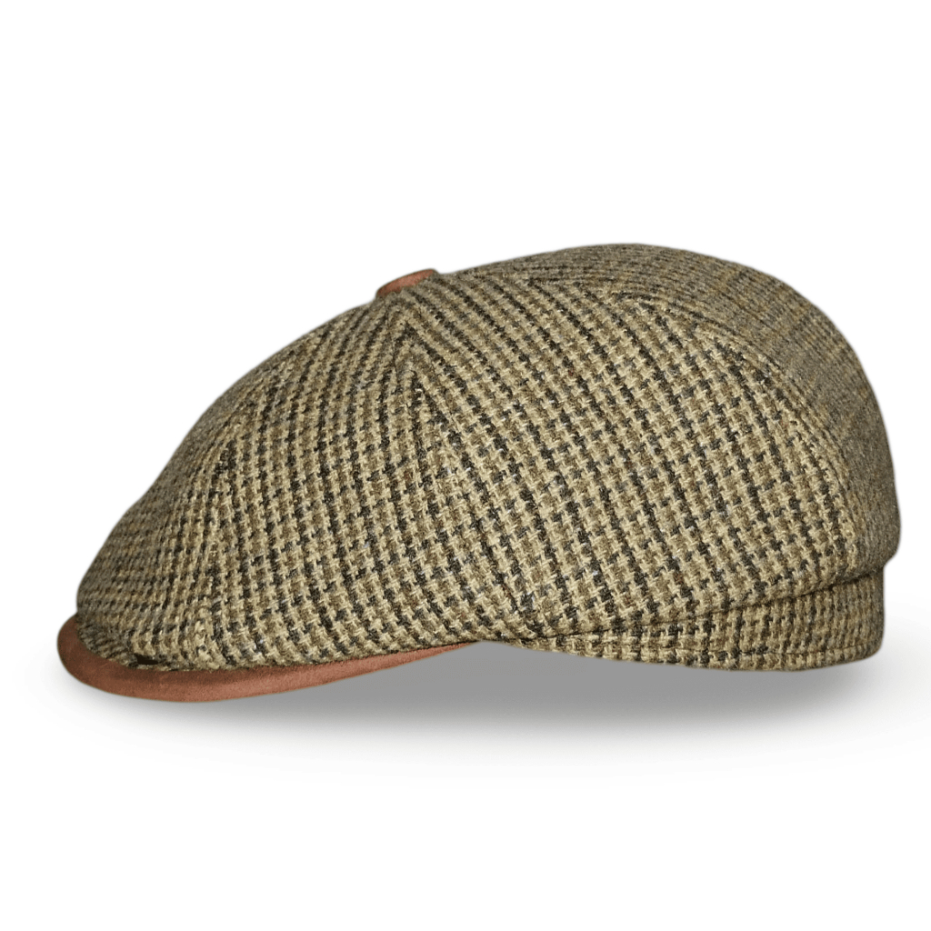 Topi Newsboy Hat Gatsby Style Original Flat Cap Wool Tweed Chesnut Kombinasi Kulit Vintage