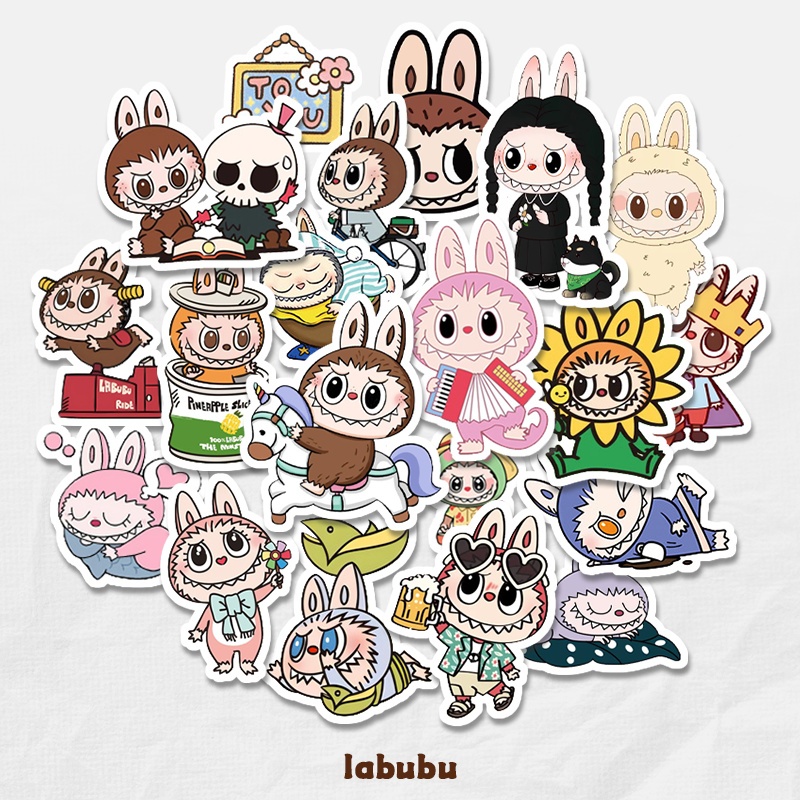 

HJK STICKER PACK DAILY DOODLE STIKER POP LABUBU Monster Cartoon LAPTOP STIKER KOPER HELM