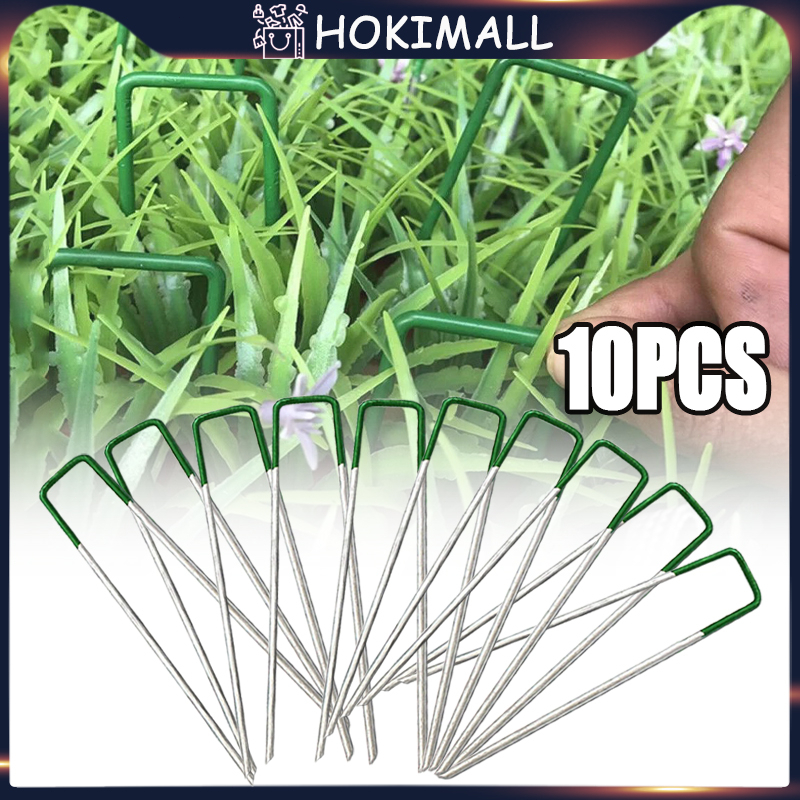 10 Pcs Paku-u Rumput Sintetis Untuk Pemasangan Diatas Tanah Weedmat Staples / Paku Tanaman Berkebun 