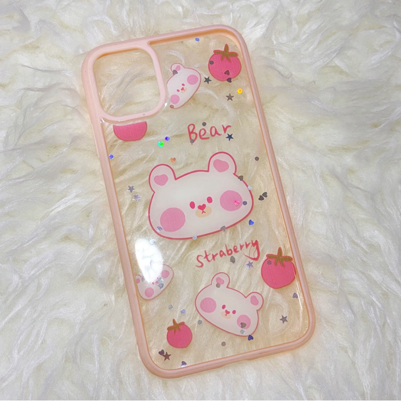 [PRELOVED] CASE IPHONE 11 BEAR PINK GLITTER