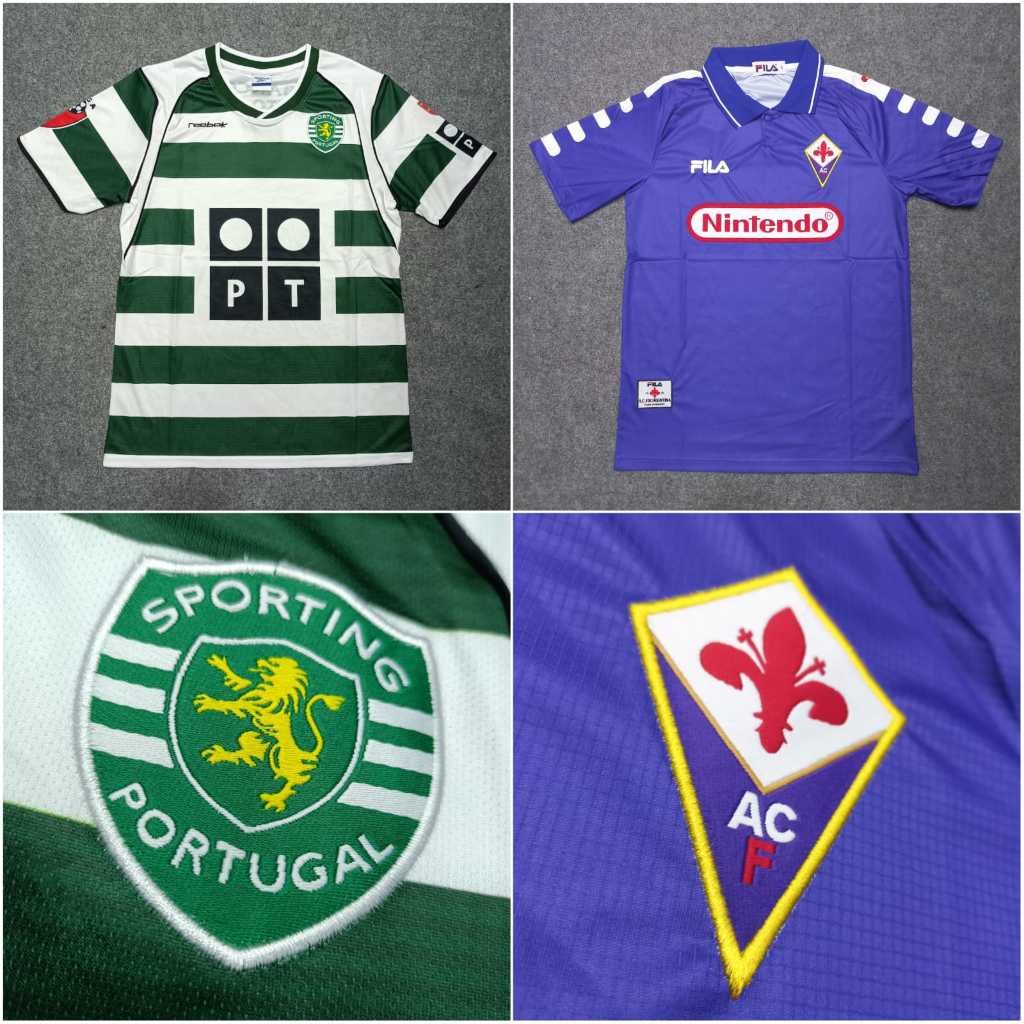 Jersey Sepak Bola Retro Vintage Loga Italia dan Liga Portugal / Kaos Club Sepak Bola Vintage / Jerse